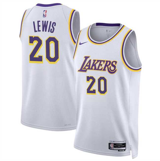 Mens Los Angeles Lakers #20 Maxwell Lewis White 2024 Association Edition Stitched Jersey Dzhi